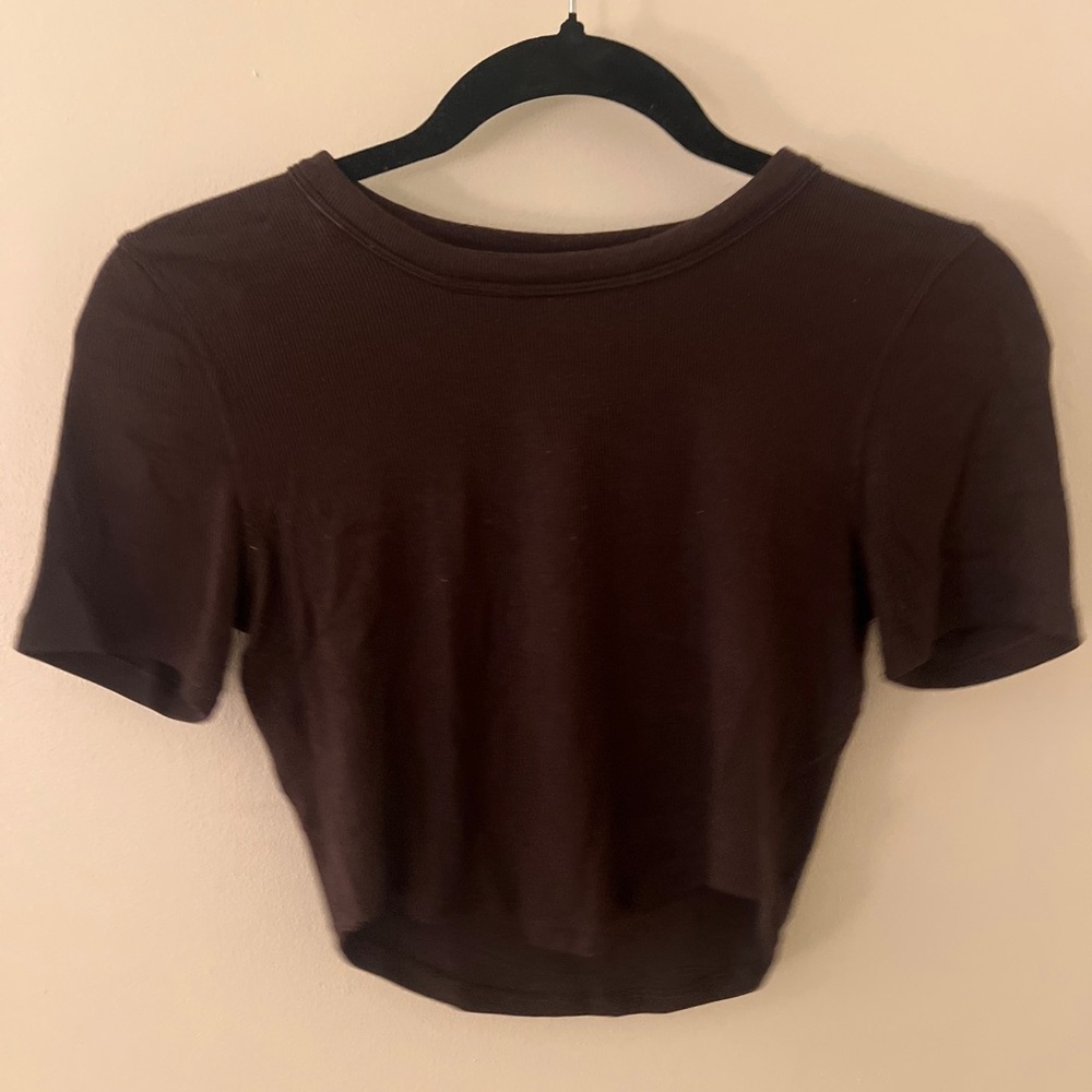 lululemon athletica Dark Brown, ‘Hold Tight’ Ribbed Crop Top
